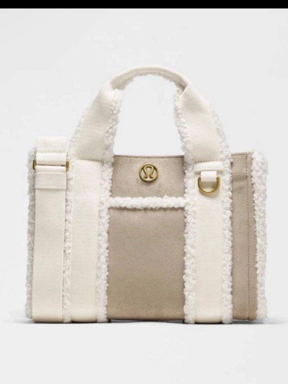 NWT Lululemon Boxy Mini Tote Bag 4.5L *Faux Shearling Trims ivory